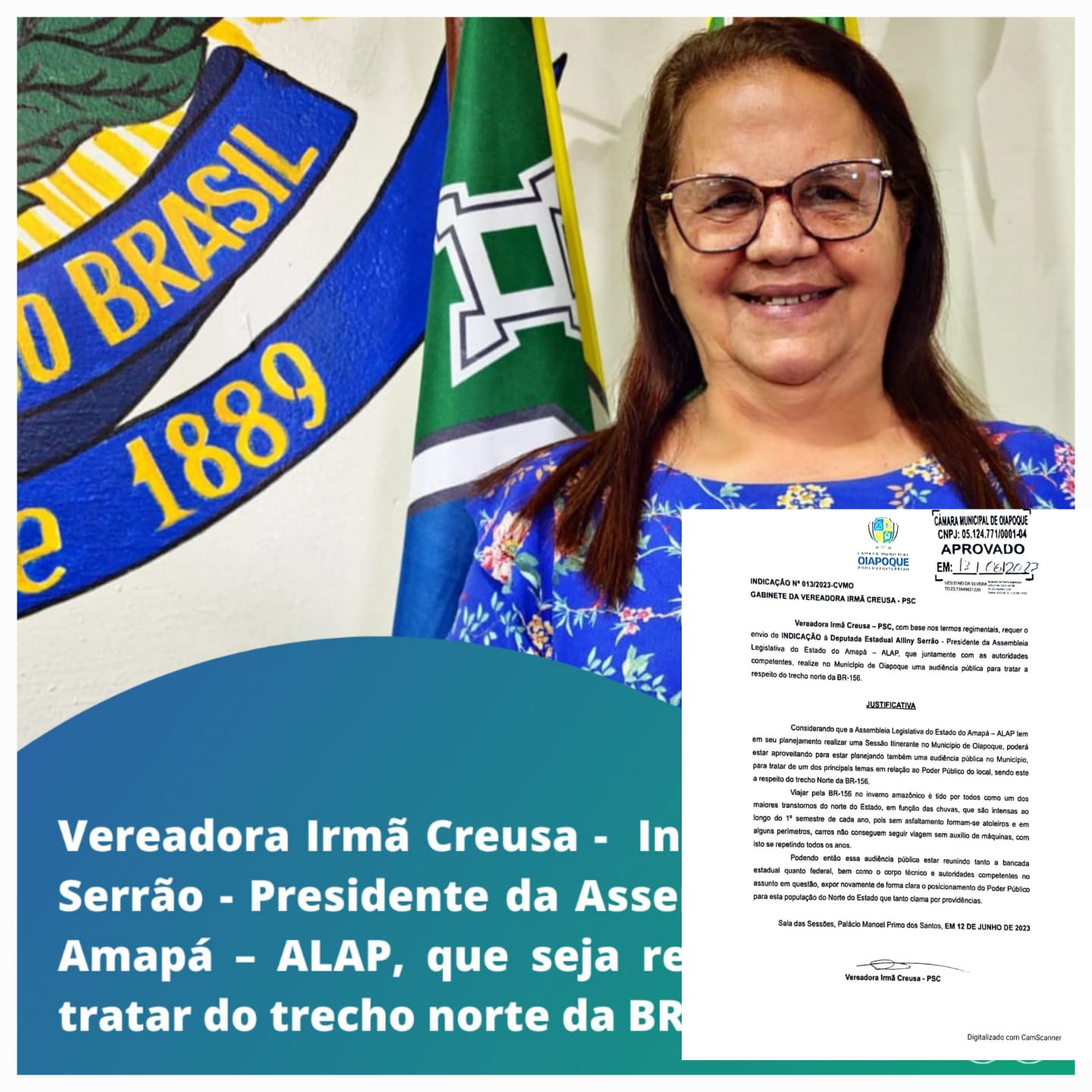 Na 15ª Sessão Ordinária Deliberativa, realizada nesta terça-feira (13), a Vereadora Irmã Creusa, apresentou a seguinte indicação: