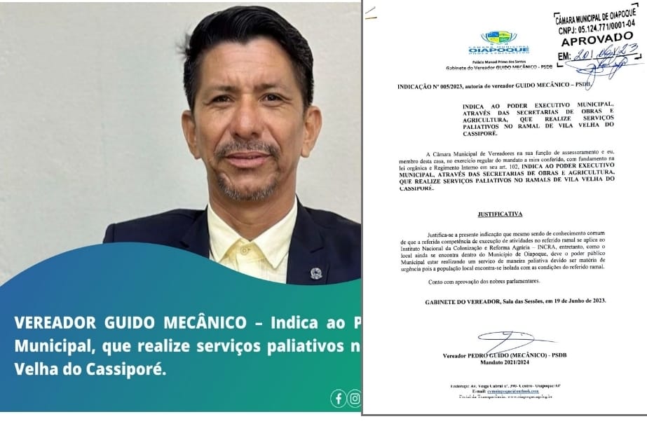 Na 16ª Sessão Ordinária Deliberativa, realizada nesta terça-feira (20), o Vereador Guido   Mecânico, apresentou a seguinte indicação: