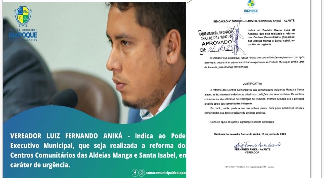 Na 16ª Sessão Ordinária Deliberativa, realizada nesta terça-feira (20), o Vereador Luiz Fernando  Aniká, apresentou a seguinte indicação: