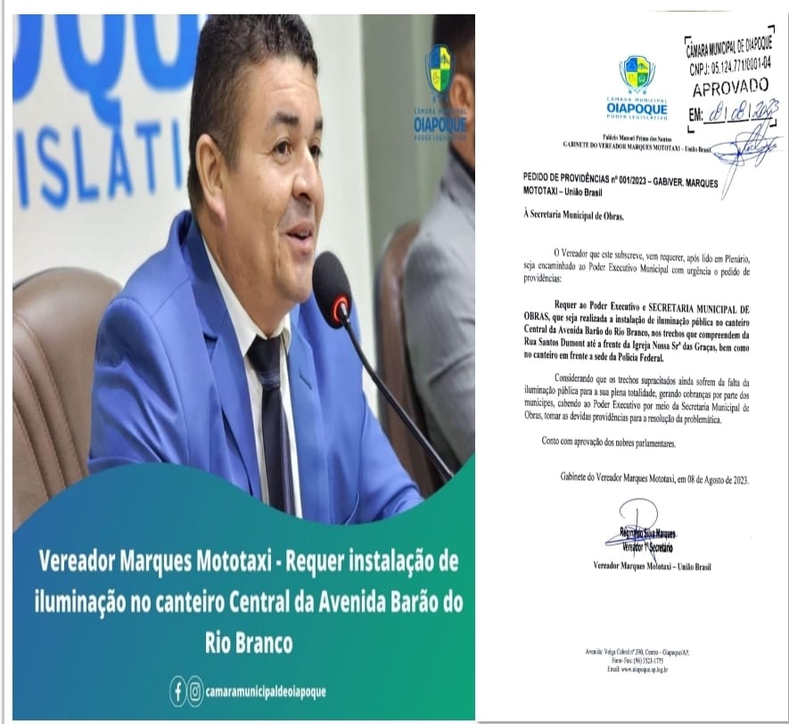 Na 19ª Sessão Ordinária Deliberativa, realizada nesta terça-feira (08/08), o Vereador Reginaldo Marques  (Marques  Mototáxi) apresentou o seguinte requerimento: