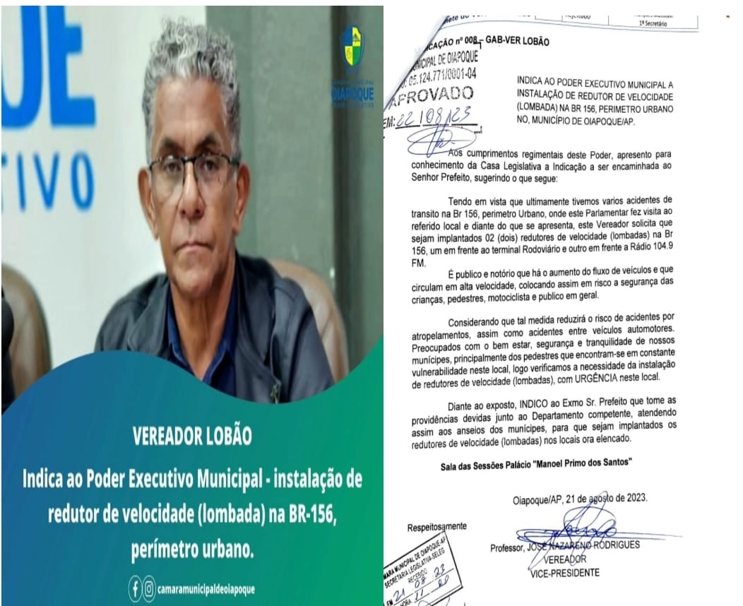 Na 20ª Sessão Ordinária Deliberativa, realizada nesta terça-feira (22/08), o Vereador José Nazareno (LOBÃO), apresentou a seguinte indicação: